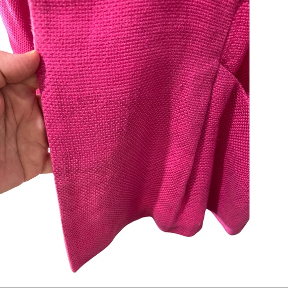 EILEEN FISHER HOT PINK LINEN BLEND COLLARED OPEN FRONT BLAZER JACKET SIZE MEDIUM - Picture 14 of 16